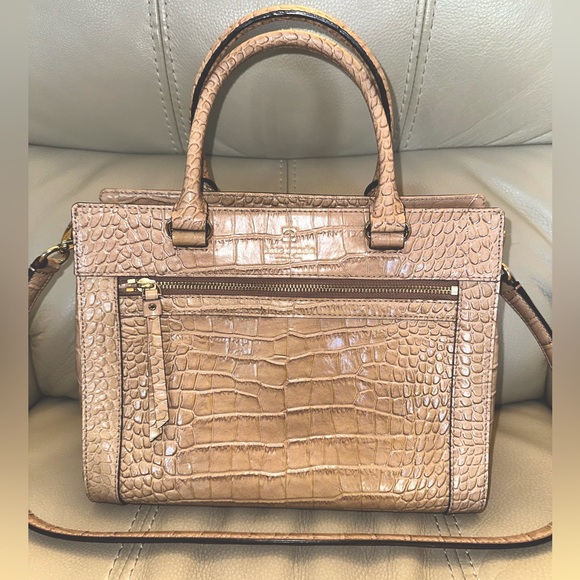 kate spade Handbags - Kate Spade croc embossed leather satchel with detachable shoulder strap! EUC